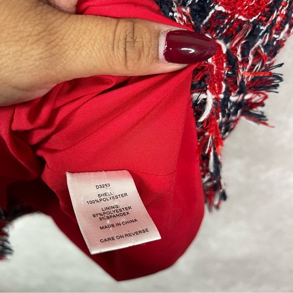 Alexia Amor Tweed Bow Tie Shift Dress In Blue Red Women's Size 6 - Picture 6 of 8